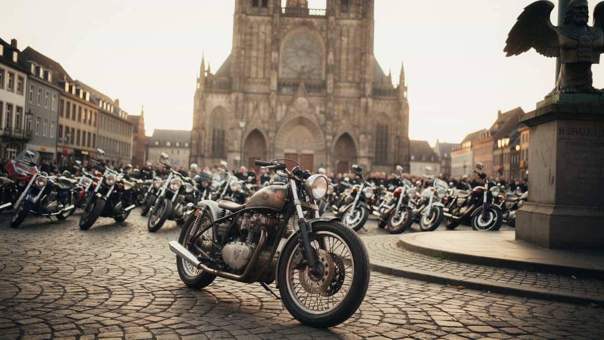 Aachen motorcycle t-shirt and bobber apparel design by Bobber Brothers