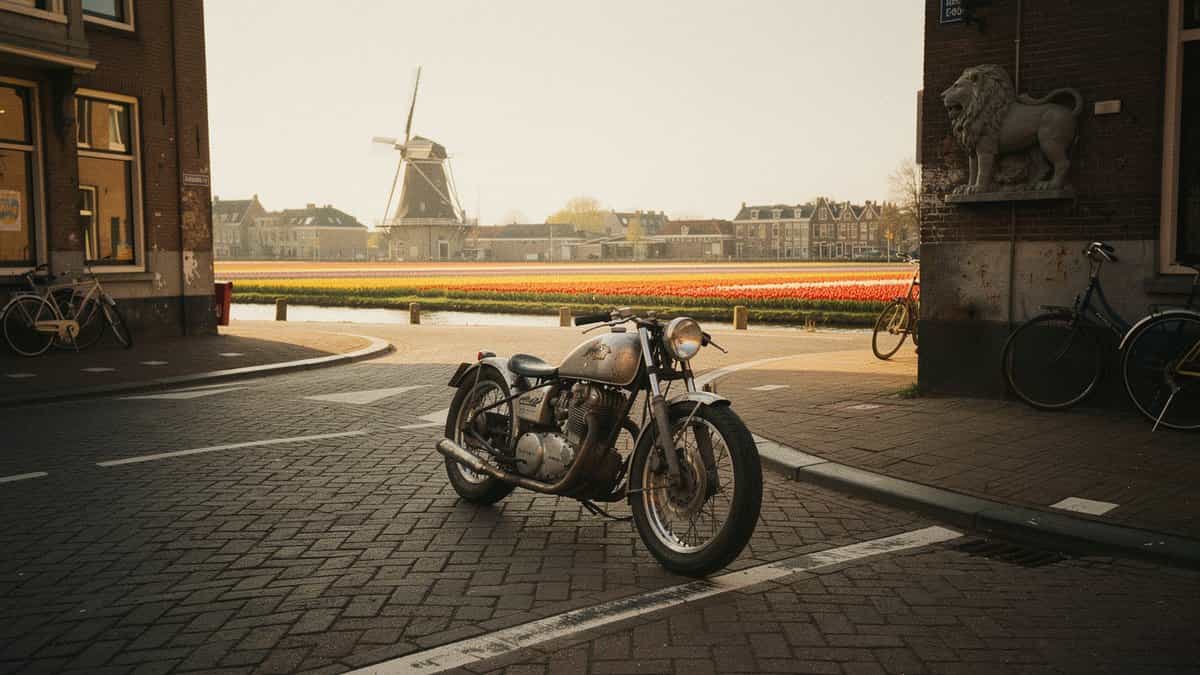 Amsterdam motorcycle t-shirt and bobber apparel design by Bobber Brothers