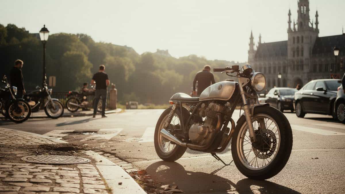 Bruxelles motorcycle t-shirt and bobber apparel design by Bobber Brothers