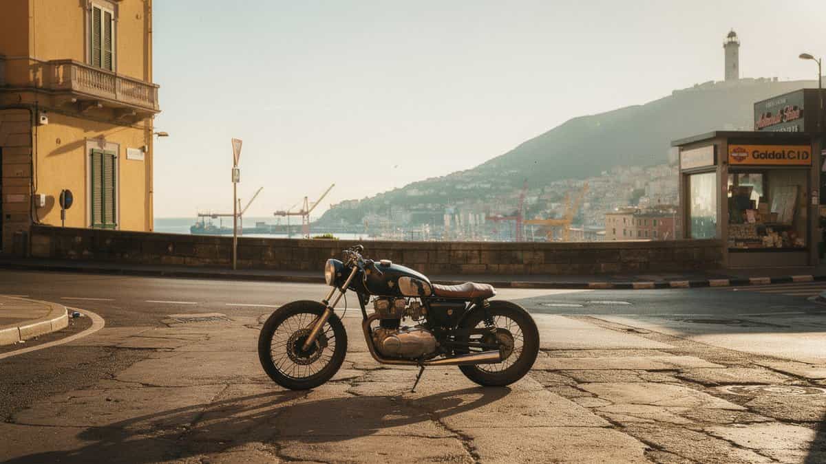 Genova motorcycle t-shirt and bobber apparel design by Bobber Brothers