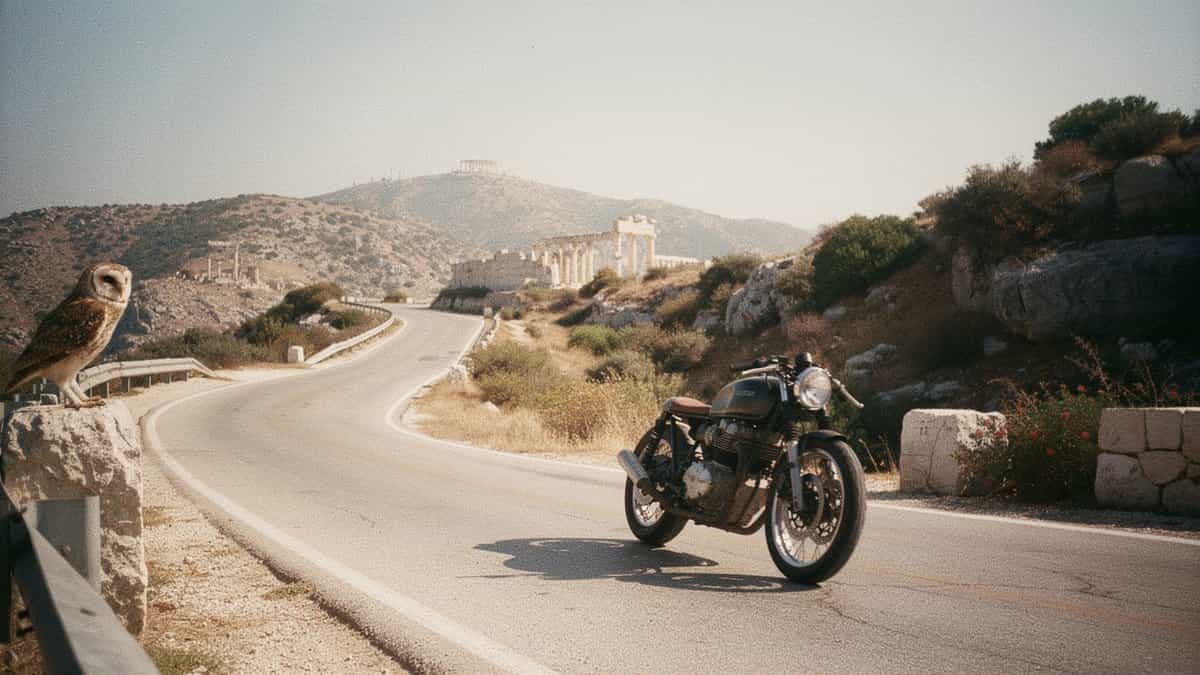 Greece motorcycle t-shirt and bobber apparel design by Bobber Brothers