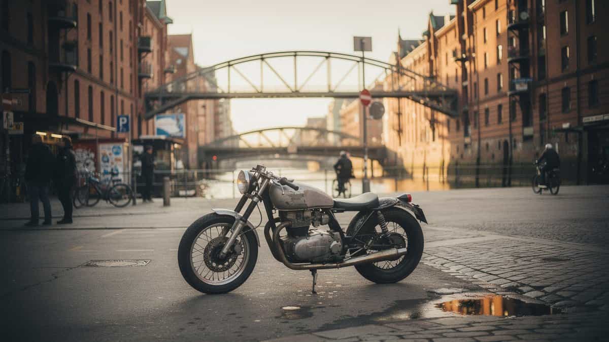 Hamburg motorcycle t-shirt and bobber apparel design by Bobber Brothers