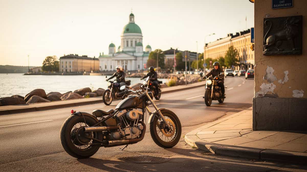 Helsinki motorcycle t-shirt and bobber apparel design by Bobber Brothers
