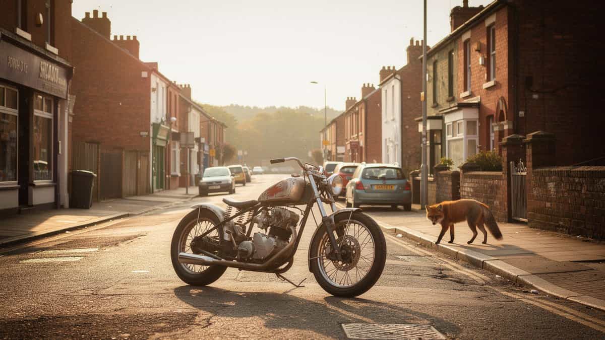 Leicester motorcycle t-shirt and bobber apparel design by Bobber Brothers