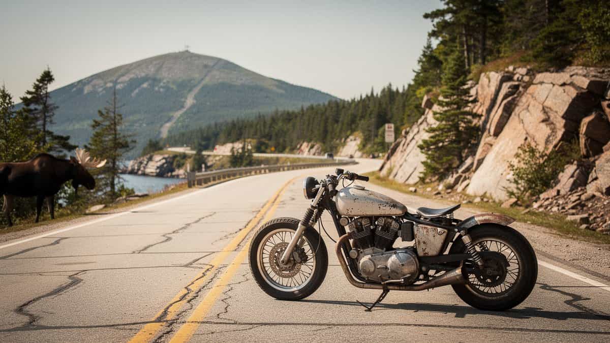 Maine motorcycle t-shirt and bobber apparel design by Bobber Brothers