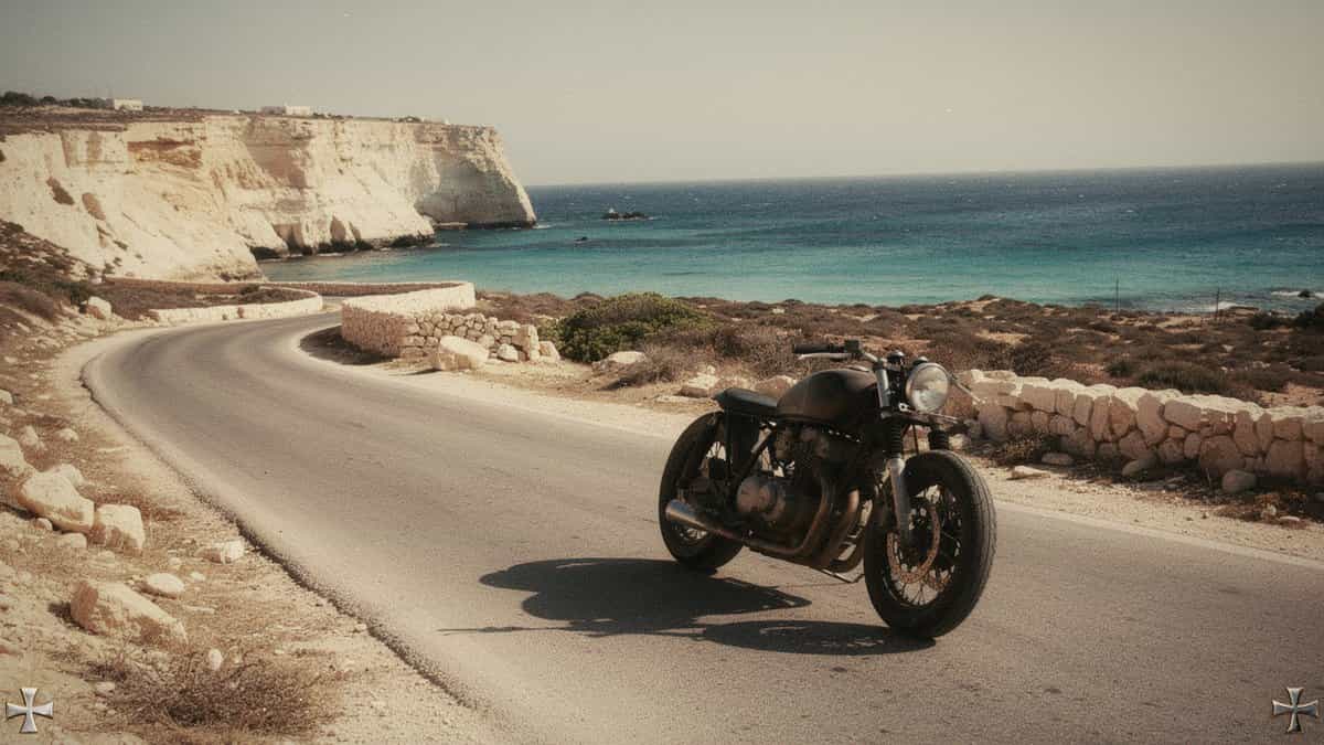 Malta motorcycle t-shirt and bobber apparel design by Bobber Brothers