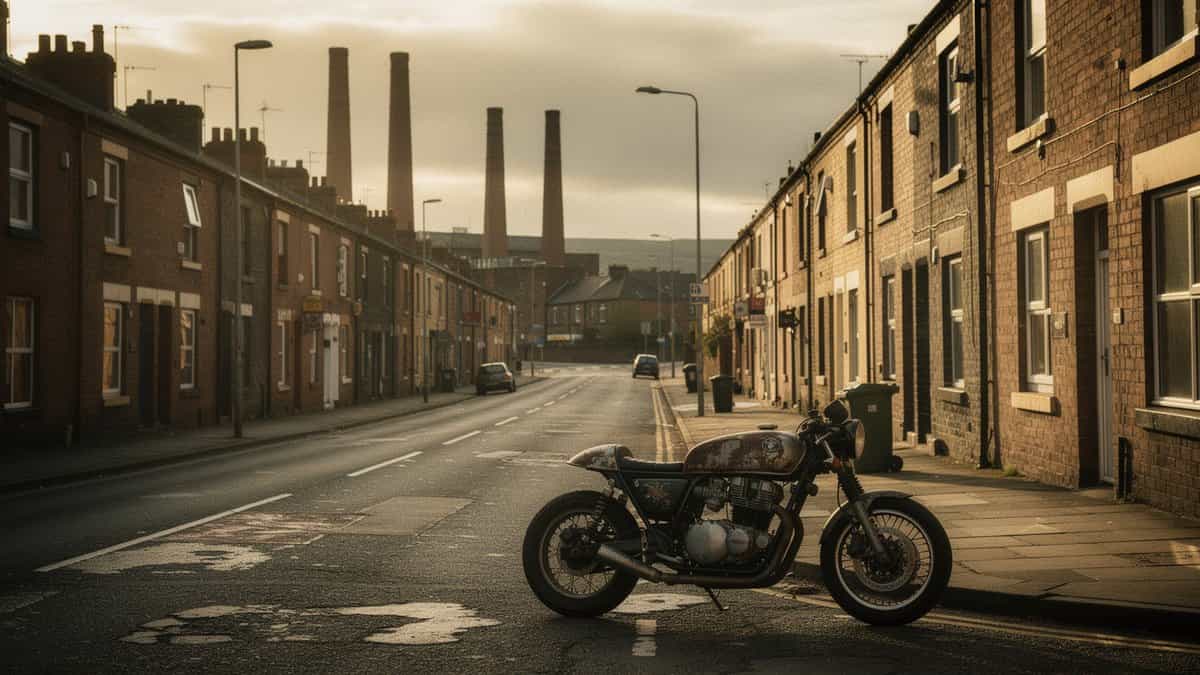 Manchester motorcycle t-shirt and bobber apparel design by Bobber Brothers