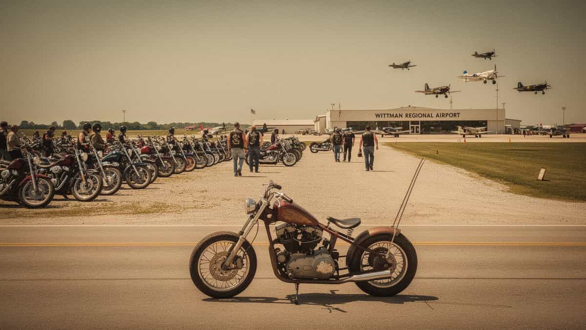 Oshkosh motorcycle t-shirt and bobber apparel design by Bobber Brothers