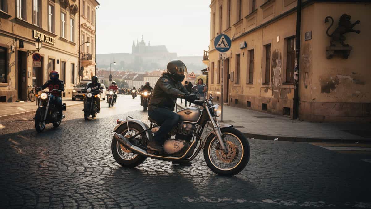 Prague motorcycle t-shirt and bobber apparel design by Bobber Brothers