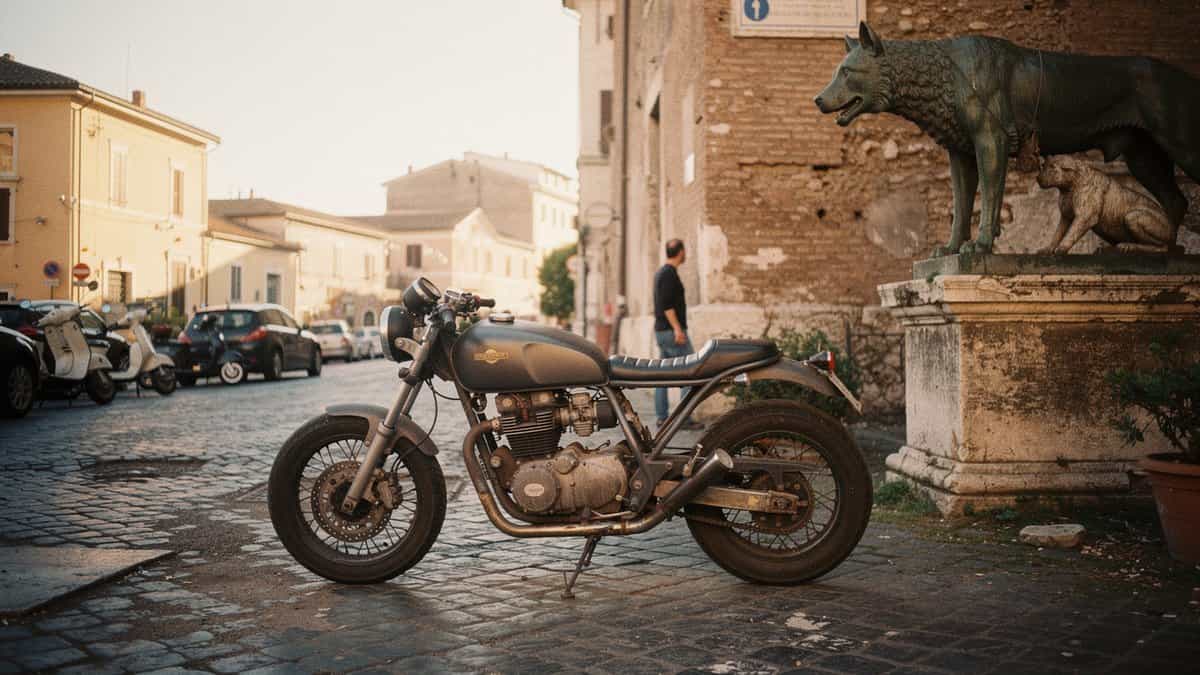 Roma motorcycle t-shirt and bobber apparel design by Bobber Brothers
