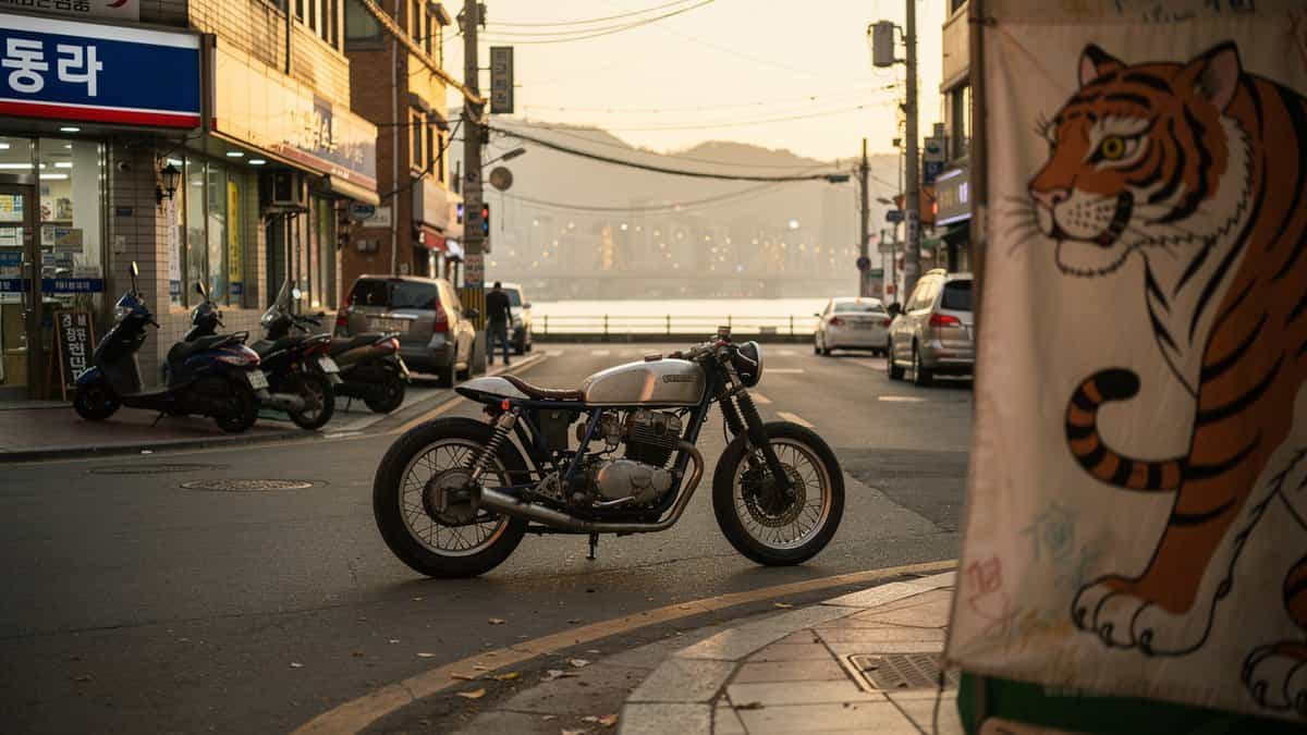Seoul motorcycle t-shirt and bobber apparel design by Bobber Brothers